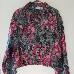 Chico's Blouse. Bold metallic threads floral print